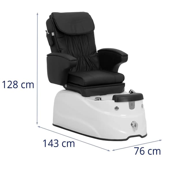physa - Elektrisk fotvårdsstol - Med upplyst fotbad och massagefunktioner - 105 W - 150 kg - Svart