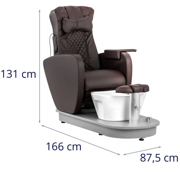 physa - Elektrisk fotvårdsstol - Med fotbadkar och 3 massagefunktioner - 120 W - 200 kg - Brun