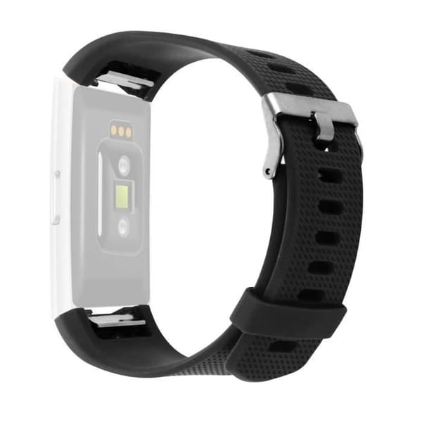 Armband - AVIZAR - FitBit Charge 2 - Texturerad silikon - Spänne - 205mm svart