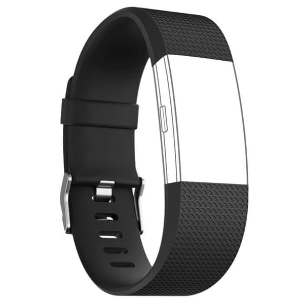 Armband - AVIZAR - FitBit Charge 2 - Texturerad silikon - Spänne - 205mm svart