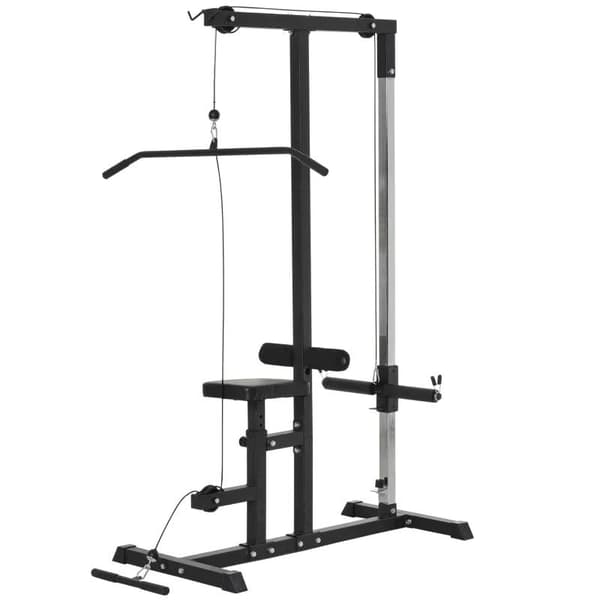 Rootz Multigym Med Remskiva - Justerbar sits och multipelkabel - Träningsenhet för hemma - Fitness - Stål - Svart - 107 x 120 x 190 cm