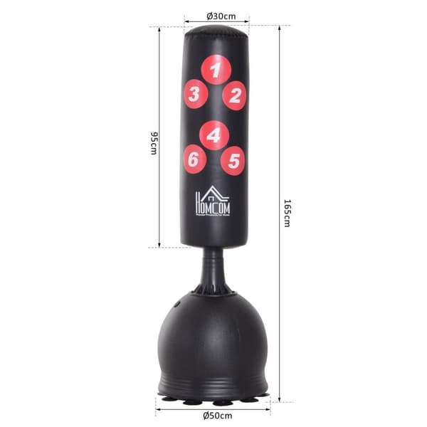 Rootz fristående boxningspåse - Vit, Röd - Hdpe, Pvc, Epe - 19,69 cm x 19,69 cm x 64,96 cm