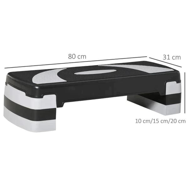 Rootz Aerobic Stepper - 2-vaiheinen - Korkeussäädettävä - Musta + Harmaa - 80 x 31 x 20 cm