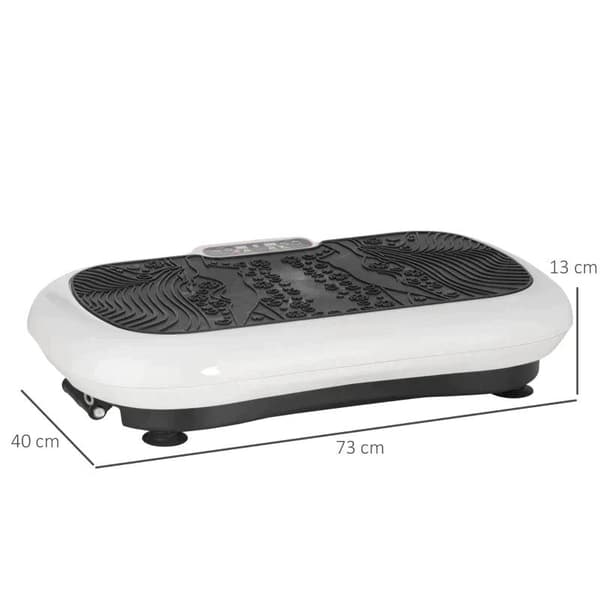 Rootz Vibrationsplade - Med 99 niveauer - 2 fitnessbånd - Fjernbetjening - ABS/TPR/Metal - Hvid/Sort - 73 x 40 x 13 cm