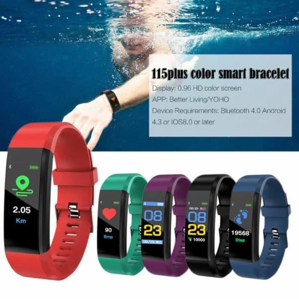 Smart Fitness Watch 2019 - Pulsaktivitetsmätare - Android iOS vattentät IP67 - RÖD