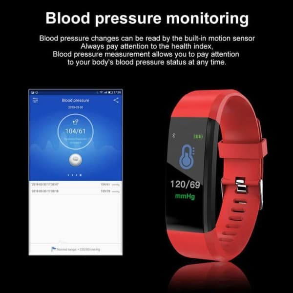 Smart Fitness Watch 2019 - Pulsaktivitetsmätare - Android iOS vattentät IP67 - RÖD