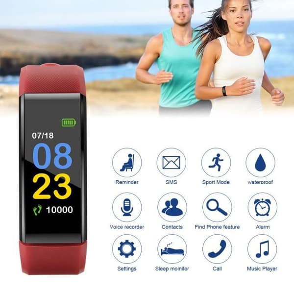 XCSOURCE 115plus Fitness Tracker Smart Armband Bluetooth Färgskärm Sportklocka Röd AC1424