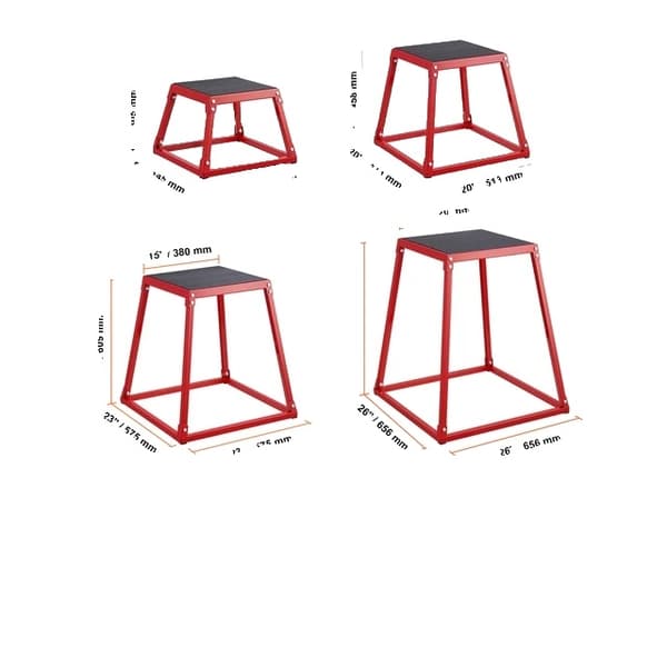 Plyometriska hopplådor, olika storlekar tillgängliga, lämpliga för träning i hemmagym., 4 st svart 4pcs Red