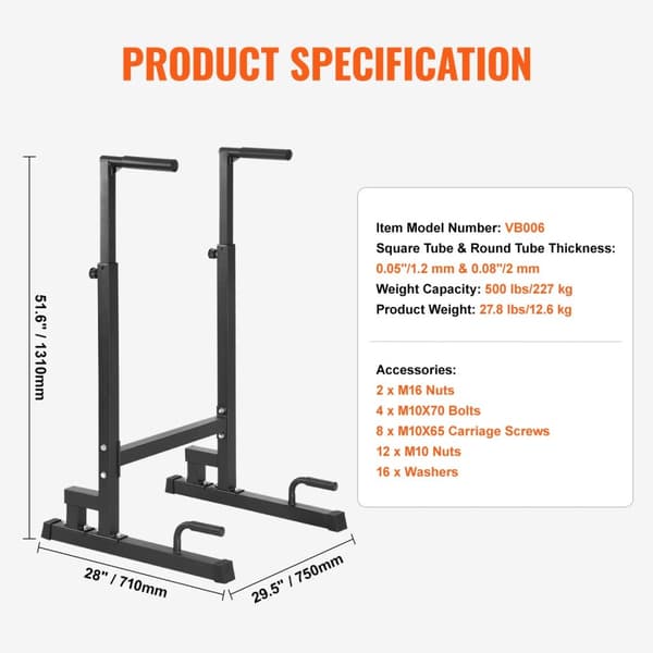 Justerbar Power Tower Pull Up Bar Station, 8 Højdeniveauer, 500 lbs Kapacitet,51 tommer