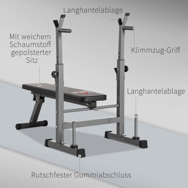 Rootz Vægtbænk - Vægtbænk - Overkrop Fitness - Justerbart håndvægtstativ - Polstret bænk - Sammenfoldelig - 140 cm x 73 cm x 98-122 cm