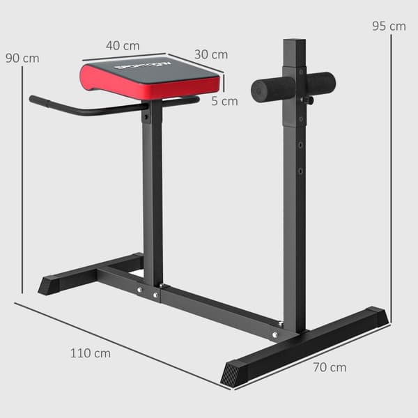 Rootz Hyperextension Roman Chair - Rygtræningsbænk - Mavetræning - Glute Muscle Activator - 110 cm x 70 cm x 95 cm