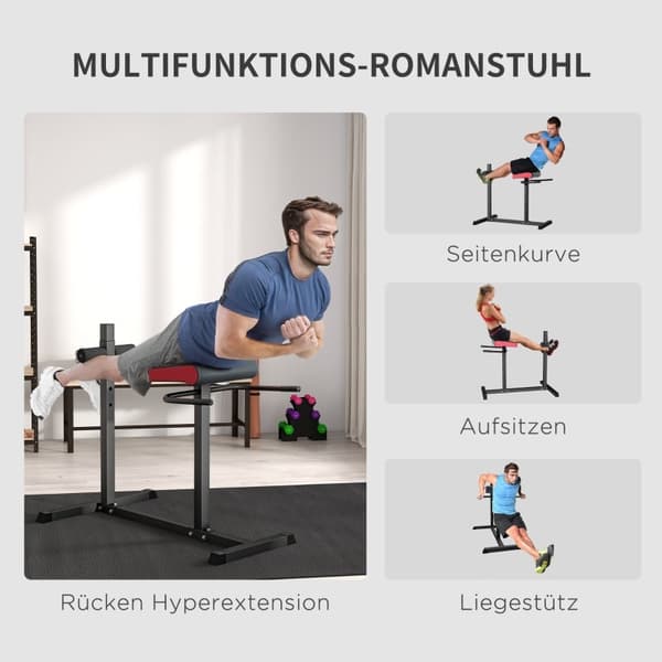 Rootz Hyperextension Roman Chair - Rygtræningsbænk - Mavetræning - Glute Muscle Activator - 110 cm x 70 cm x 95 cm