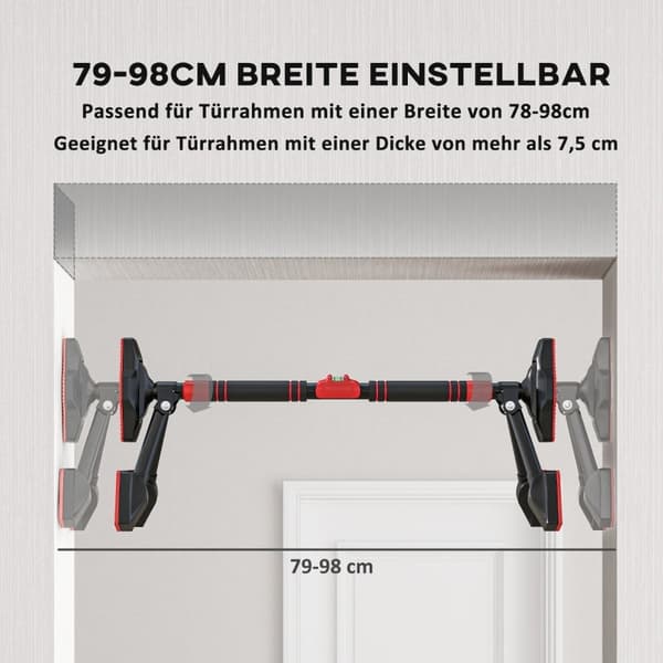 Rootz Justerbar Pull-Up Bar - Dørrammestang - Hjemmegymnastikudstyr - Waterpasindikator - 79-98 cm x 7,5 cm x 15 cm
