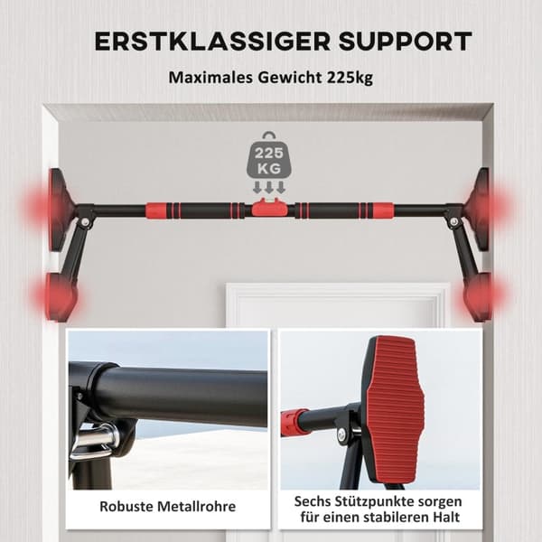 Rootz Justerbar Pull-Up Bar - Dørrammestang - Hjemmegymnastikudstyr - Waterpasindikator - 79-98 cm x 7,5 cm x 15 cm