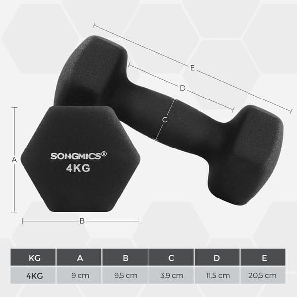 Rootz 2-delade hantlar 4 kg - Fria vikter - Hemgym - Styrketräning - 20,5 cm x 9,5 cm x 9 cm