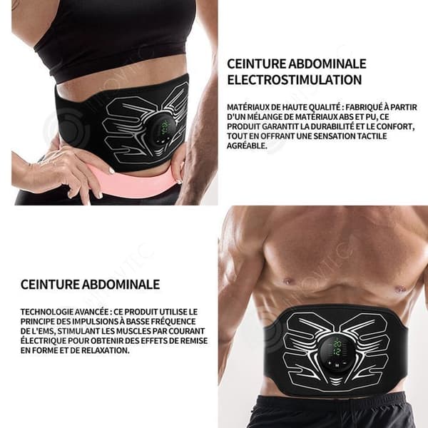 INN Muskelelektrostimulator bukbälte elektrostimulering abdominal kroppsbyggande enhet 12 lägen och 19 intensiva