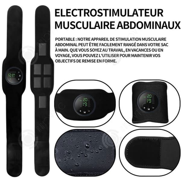 INN Muskelelektrostimulator bukbälte elektrostimulering abdominal kroppsbyggande enhet 12 lägen och 19 intensiva