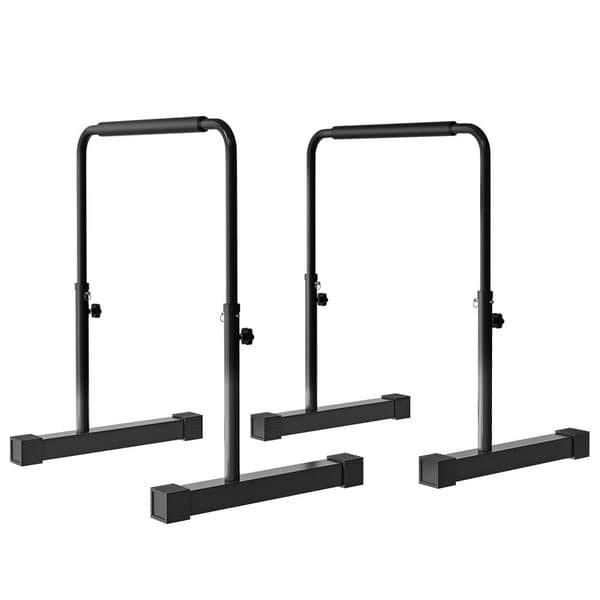 Rootz Dip Station - Push -Up Bars - Bodyweight Bar - Höjd justerbar 80-105 cm - Stålram - Icke -halk - Stabil bas 70 x 50 cm - Svart