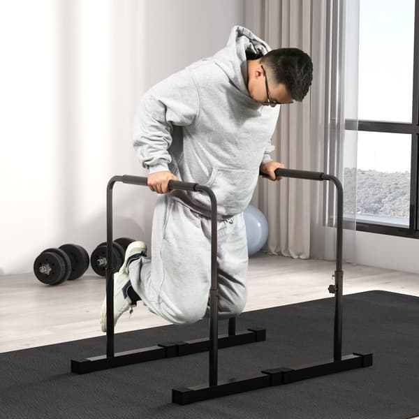 Rootz Dip Station - Push -Up Bars - Bodyweight Bar - Höjd justerbar 80-105 cm - Stålram - Icke -halk - Stabil bas 70 x 50 cm - Svart