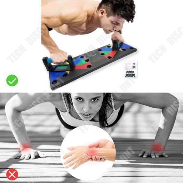 TD® Fitness utrustning fitnessbräda push-up muskel bröst och rygg träning 9 i 1 multifunktionell stödbräda