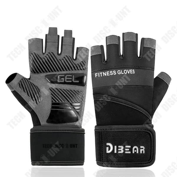 TD® Half Finger Fitness-armband, förlängda handskar, sporthandflator, halkfria spakar, träningshandskar med hantel, M-kod