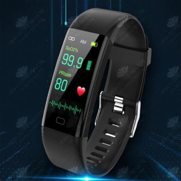 HTBE® multifunktionellt sportarmband elektronisk displayklocka Vattentät sportklocka Stegräknare Armband Svart armband Br