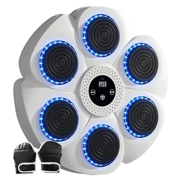 Musik Bokse Maskine, Justerbare Hastighedsindstillinger, Bluetooth Forbindelse,Hvid med handsker