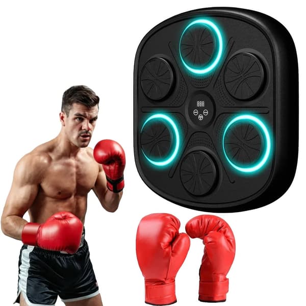 Smart Musik Boxningsmaskin, Bluetooth-anslutning, Interaktiv Träning,1 Par Vuxna Handskar