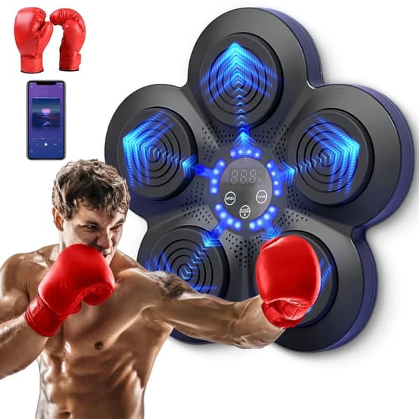 Smart Musik Boxningsmaskin, Rolig Träningsupplevelse, Bluetooth-anslutning,1 Par Vuxna Handskar