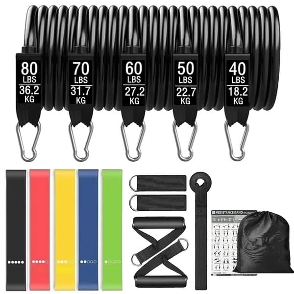 Motståndsband Set, 300 lbs Viktkapacitet, Inkluderar Hopprep,SET-300LB-17DELAR