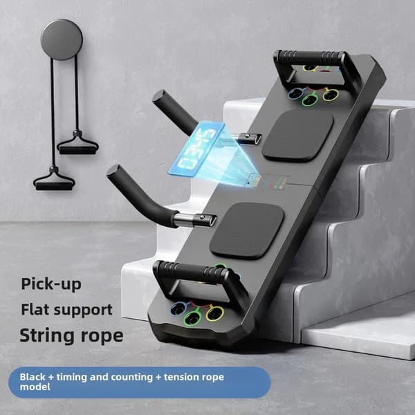 Push-Up Tränare, Integrerad Visningspanel, Platt Stöddesign,Svart spänningsrep