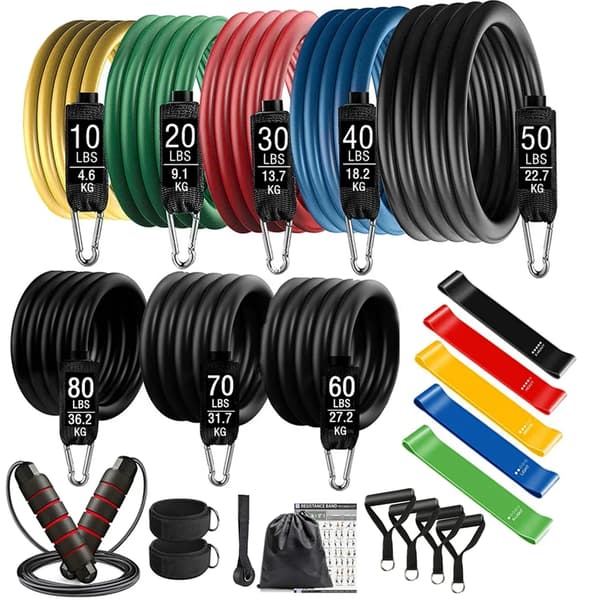Fitnessmotståndsband Set, 360 lbs Max Motstånd, Hållbart Latexmaterial,SET-360LB-23DELAR