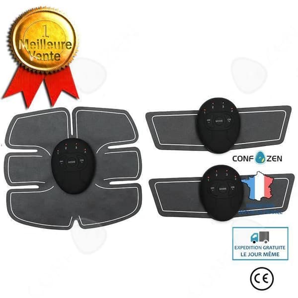CONFO® bukbälte elektrostimuleringsanordning muskelplåster armar biceps abs stimulering elektroder sport fitness kvinna