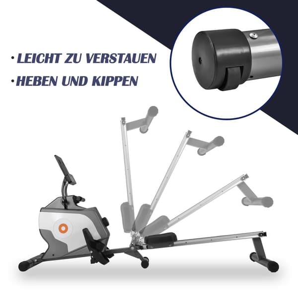 Hopfällbar magnetisk roddmaskin – träningsmaskin med magnetiskt motståndssystem och LED-skärm (ej för PAD)