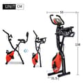 Miniatyrbild 3 av 11: X-Bike hopfällbar träningscykel med magnetiskt motstånd, motionscykel för inomhus cardio, med träningsdator och expanderband – Röd