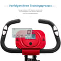 Miniatyrbild 6 av 11: X-Bike hopfällbar träningscykel med magnetiskt motstånd, motionscykel för inomhus cardio, med träningsdator och expanderband – Röd
