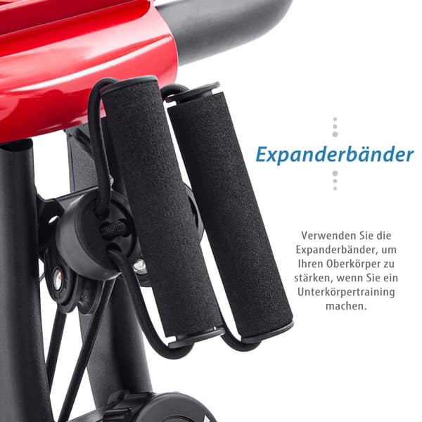X-Bike hopfällbar träningscykel med magnetiskt motstånd, motionscykel för inomhus cardio, med träningsdator och expanderband – Röd