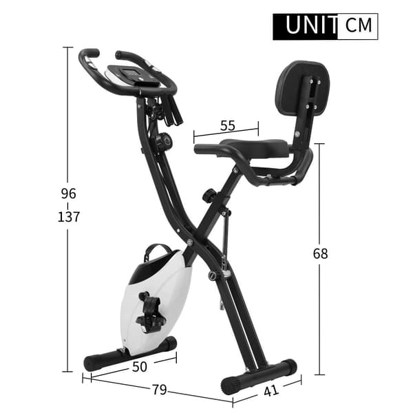 X-Bike Foldbar Magnetisk Motionscykel til Indendørs Cardio, Motionscykel med Træningscomputer og Expander Strap