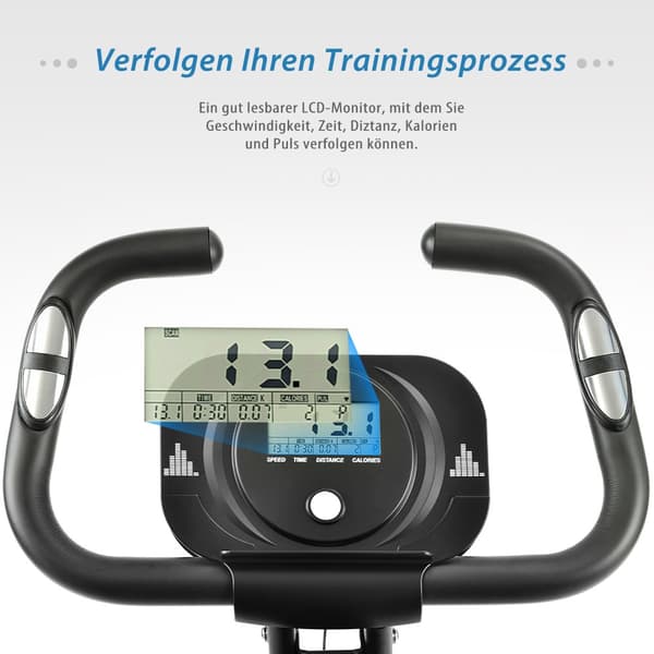 X-Bike Foldbar Magnetisk Motionscykel til Indendørs Cardio, Motionscykel med Træningscomputer og Expander Strap
