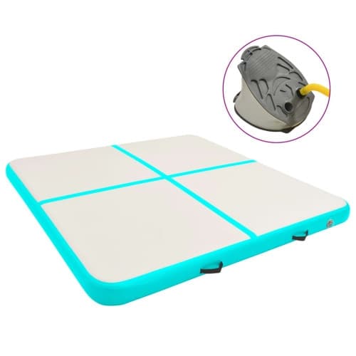 Uppblåsbar gymnastikmatta med pump 200x200x20 cm PVC grön