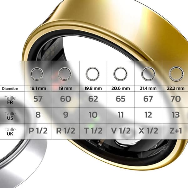 Bluetooth-ansluten ring Hälsospårning Multisport Vattentålig Storlek 10 Guld