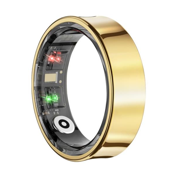 Bluetooth-ansluten ring Hälsospårning Multisport Vattentålig Storlek 10 Guld