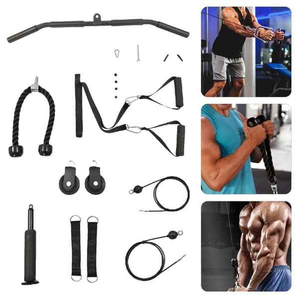 Vægt Pulley Gym System, 120 kg belastningsevne, justerbar kabel længde, holdbare materialer