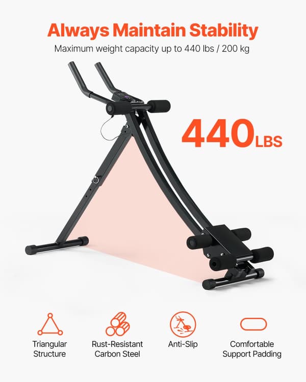 Ab Workout Maskine, Sammenklappeligt Design, Core Træner til Kvinder, Justerbar til Hjemmegymnastik