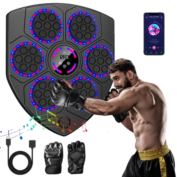 Smart Bluetooth Musik Bokse Maskine, 9 Slagtilstande, Justerbare Hastighedsindstillinger,Med 1 par handsker