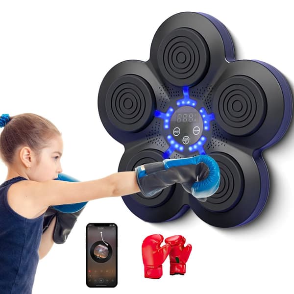 Smart Musik Boxningstränare, Väggmonterad, Bluetooth-anslutning, Intelligent Sensorik,Med 1Set Vuxna Handskar