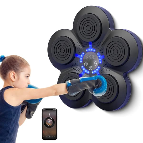 Älykäs musiikkiboksauksen valmentaja, seinälle asennettava, Bluetooth-yhteys, älykäs tunnistus,Sininen
