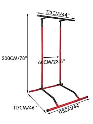 Pull Up Dip Station, Maximal kapacitet 220 lbs, Mångsidig multiövning, Höjdjusterbar,Röd och Svart