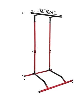 Pull Up Dip Station, Maximal kapacitet 220 lbs, Mångsidig multiövning, Höjdjusterbar,Röd och Svart