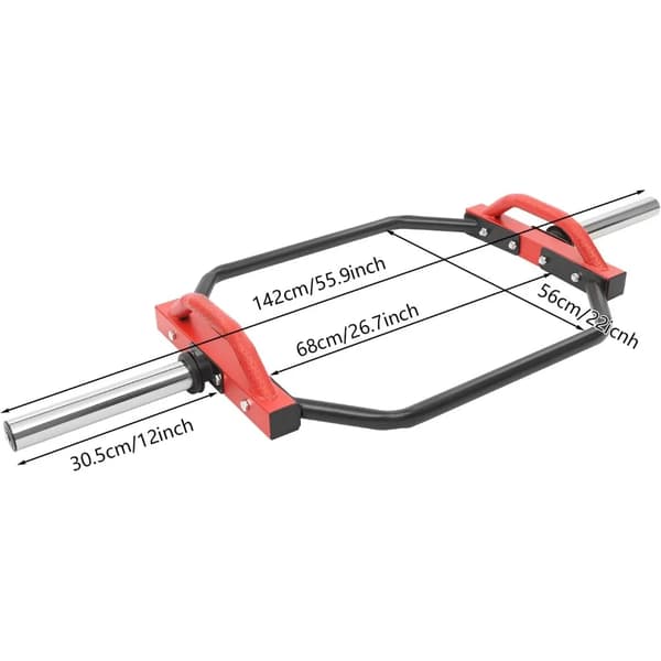 Hantel Drop Hex Trap Bar, Stålmaterial, 150 kg Viktkapacitet, Ergonomiska Handtag,Röd